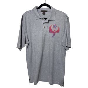 Harriton Men’s Polo Golf Shirt Embroidered Phoenix Firebird Beyblade Size L